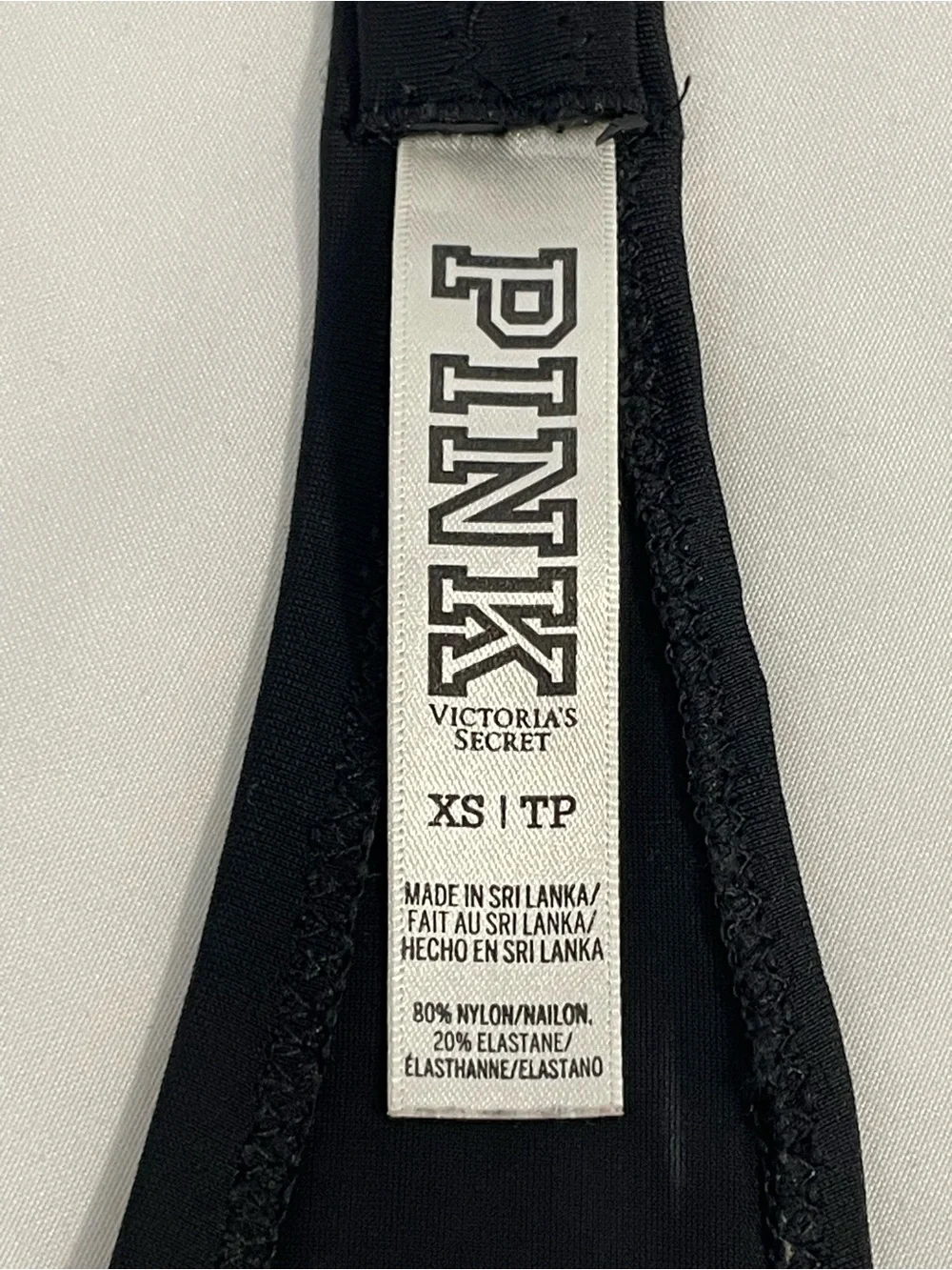 PINK Victoria's Secret Black Ruched Bandeau Halter Bikini Swim Top Size XS
